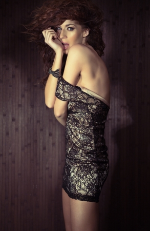Portrait of a redhead adorable womanの写真素材