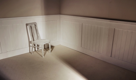 Empty interior with oldfashion chair against wallの写真素材