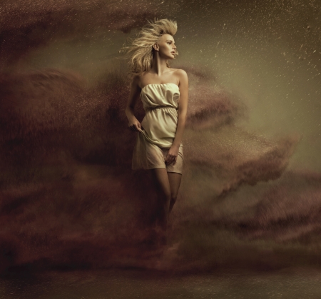 Fine art photo of a alluring blonde ladyの写真素材