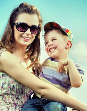 Attractive mom with her cute little sonの写真素材