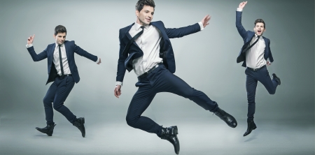 Multiexposition picture of young succesful businessman