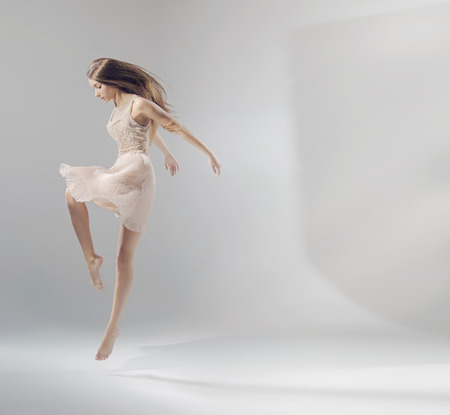 Talented pretty jumping ballet dancerの写真素材