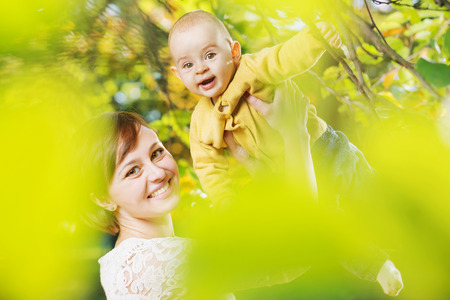 Cheerful woman with her little childの写真素材