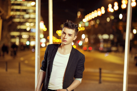 Young handsome man with trendy haircutの写真素材