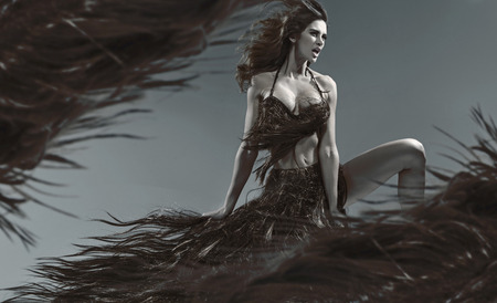Conceptual picture of a lady with the hair theme.の写真素材