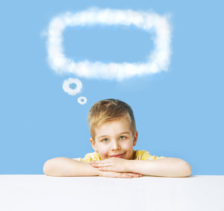 Little boy with an interesting thoughtの写真素材