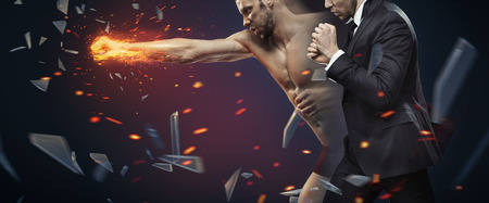 Clever businessman beating every single barrierの写真素材