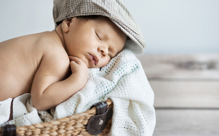 Closeup portrait of a sleeping childの写真素材