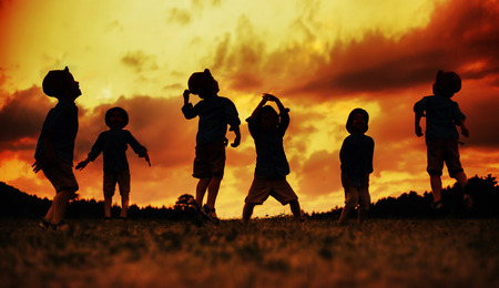 Multiple picture of cheerful little boyの写真素材