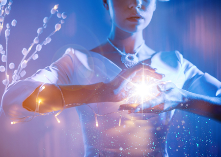 Fashion style photo of a beautiful blond ladyの写真素材