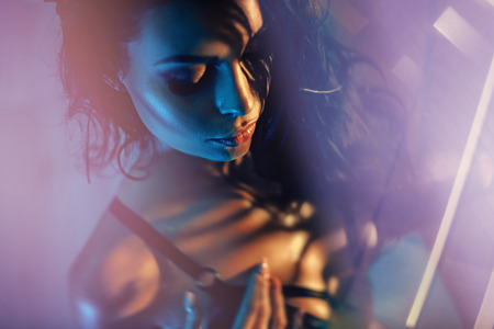 Closeup image of a beautiful brunette woman