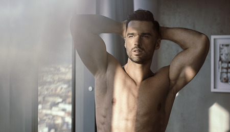 Portrait of a handsome, muscular guyの写真素材