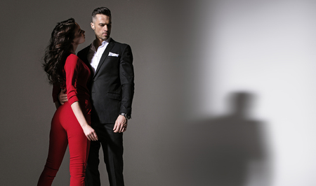 Portrait of an elegant, stylish couple - isolatedの写真素材