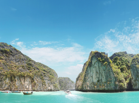 Beautiful asian landscape of the rainforest and an oceanの写真素材