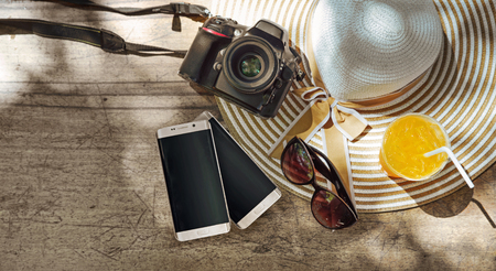 Summer, holiday, vacation accessories - tropical areaの写真素材
