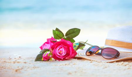 Summer, holiday, vacation accessories - tropical beachの写真素材