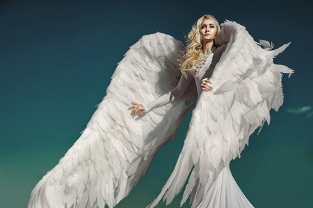 Portrait of an elegant, blond archanangelの写真素材