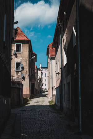 back street in the small town, poland small town