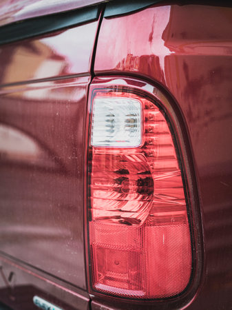 rear lights of a red carの写真素材