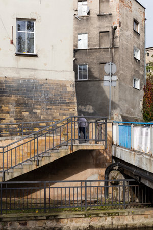 street stairs in the old city districtの写真素材