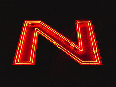 neon sign of N letterの写真素材