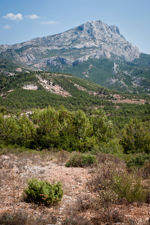 Mountain in Provence near Aix-en-Provence. Montagne Saint-Victoire has been a source of inspiration for famous painter Paul Cezanne. It became the subject of a number of his paintings.の写真素材