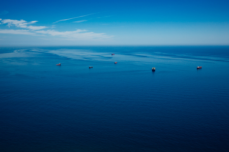 View of Alboran Sea from the top of Gibraltar Rock, Gibraltar, British Overseas Territory.の写真素材