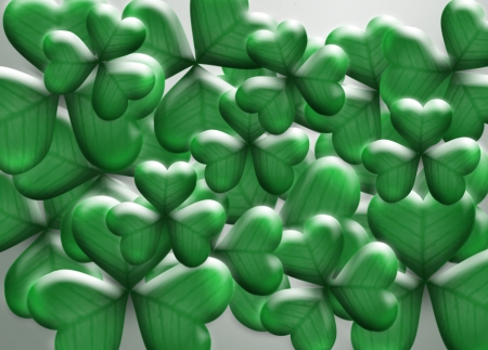 Leaves, leaf clover, on a white background, good luck, the heart of shamrockの写真素材