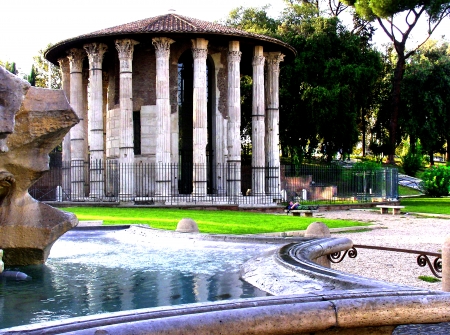 Temple of Hercules, ancient temple in the center of rome.の写真素材