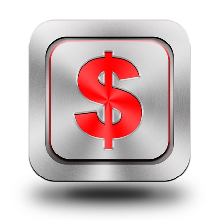 Dollar aluminum or steel glossy icon, button, signの写真素材