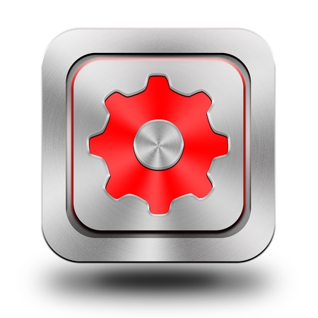 Gaer, brushed aluminum or stainless steel, shiny icon, buttonの写真素材