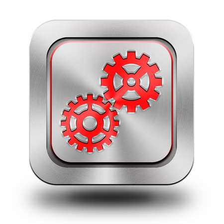 Wheel , brushed aluminum or stainless steel, glossy icon, button, signの写真素材