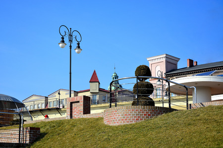 Urban promenade on the river in the city of Landsberg - Gorzow の写真素材