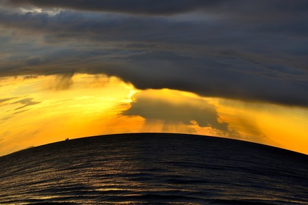A beautiful palette of colors at the romantic sunset over the sea