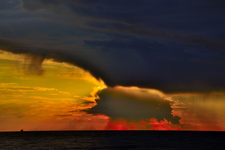 A beautiful palette of colors at the romantic sunset over the sea