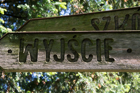 Wooden tablet - exitの写真素材