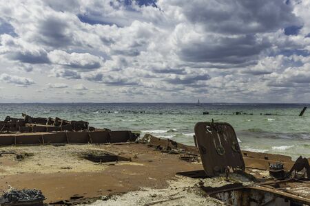 Shipwreck bay on the Hel peninsula in the Baltic Seaの写真素材