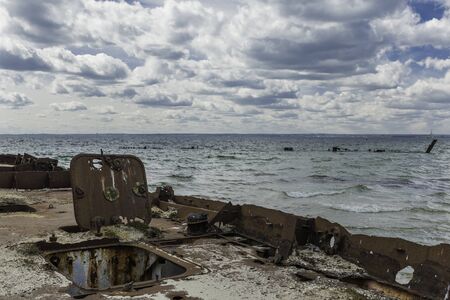 Shipwreck bay on the Hel peninsula in the Baltic Seaの写真素材