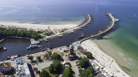 Aerial view of Kolobrzeg - a beautiful city and spa on the Baltic Seaの写真素材