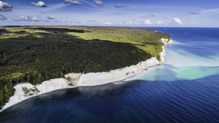 The Chalk Cliffs of Rugen Island, Huge Boulders in the Baltic Sea, Jasmund National Park, Rugen...