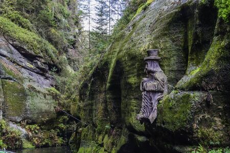 Picturesque view of Hrensko national Park, situated in Bohemian Switzerland, Czech Republic. Edmund's Gorge (Edmundova Souteska), Bohemian Switzerland, Czech Republicの写真素材