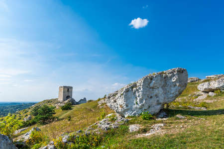 Ruins of medieval castle in Crimea, Ukraine. Summer sunny dayの写真素材