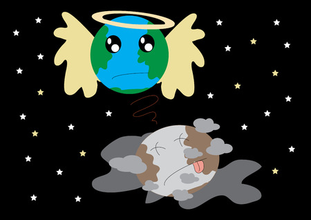 Save The Earth before death. World is destroyed by pollution.のイラスト素材