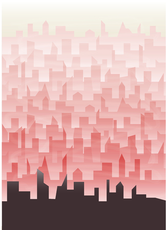 Little town wallpaper in red shadeのイラスト素材