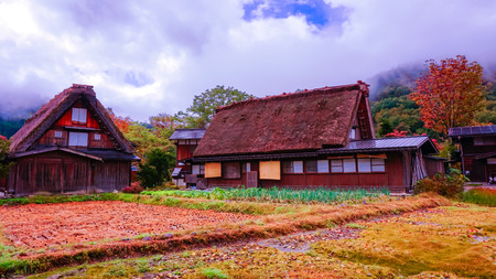 Ancient village in Shirakawago in Japan is a  UNESCO World Heritage site. It's a famous place for sightseeingのeditorial素材