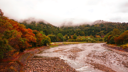 Ancient village in Shirakawago in Japan is a  UNESCO World Heritage site. It's a famous place for sightseeingのeditorial素材