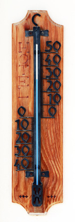 Wall-mounted thermometer in the hotelの写真素材