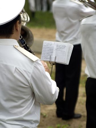 military orchestra man playing clarinetの写真素材