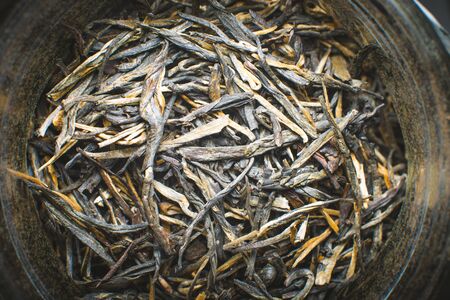 Dry Black Tea leaves close-up