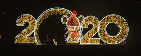 New year illumination 2020. The concept of New year and Christmas. Magical new year's eve.